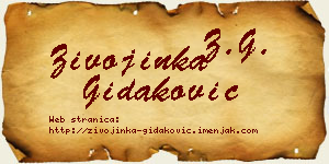 Živojinka Gidaković vizit kartica